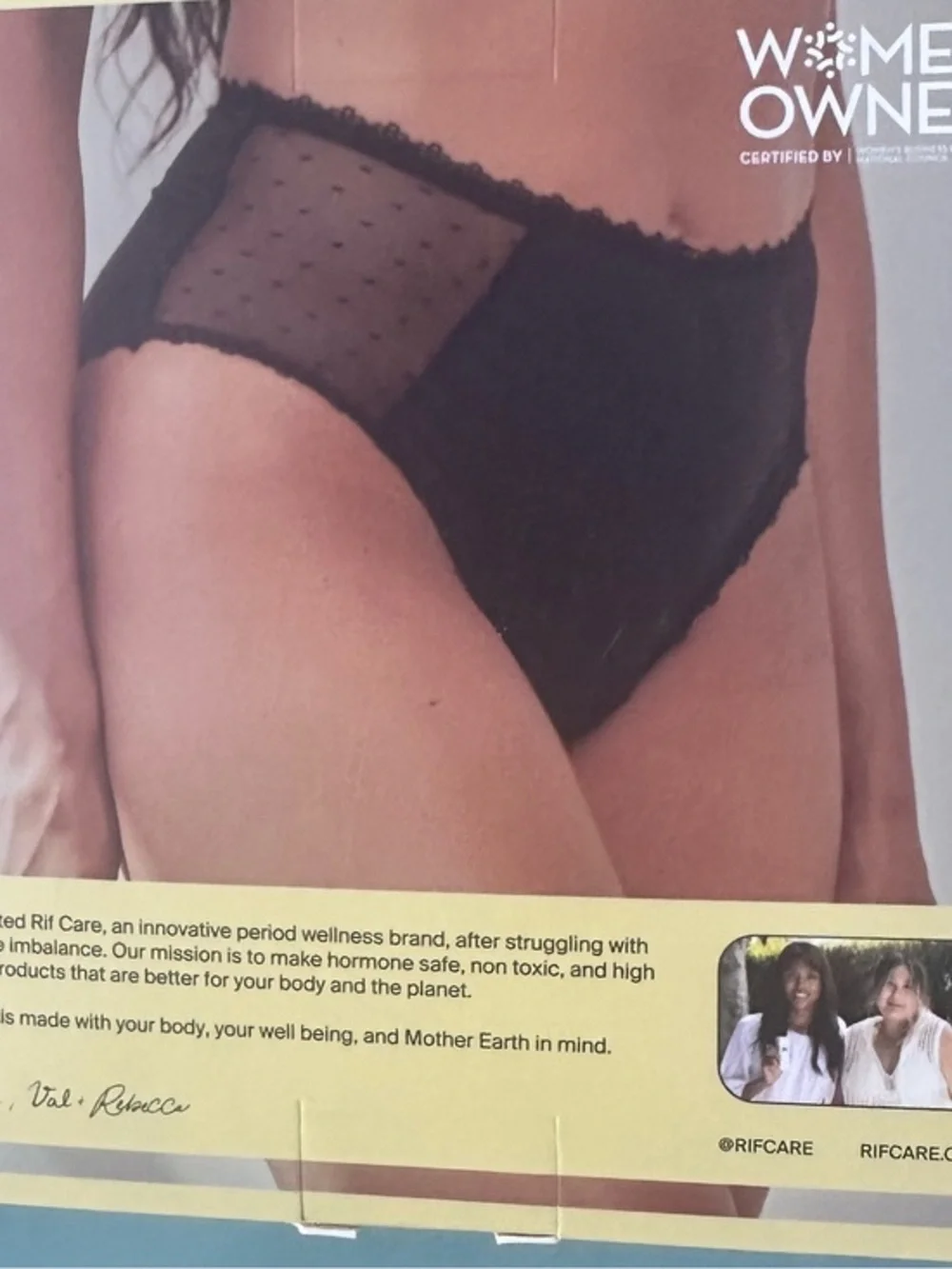 Rif Care Organic Cotton Hemp Leakproof Period Underwear Large Black Mid Rise NIB
